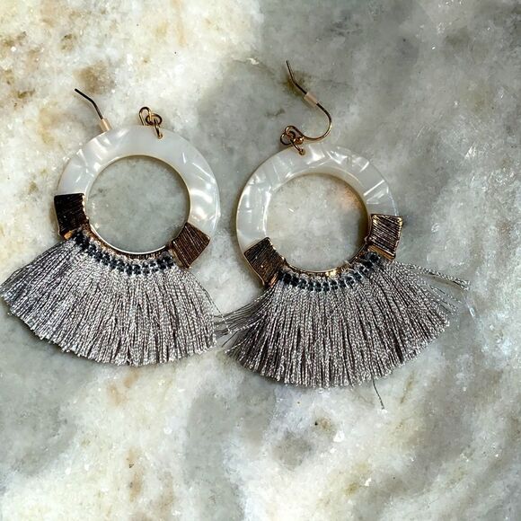 Gray Acrylic Resin Fashion Earrings - Picture 2 of 3